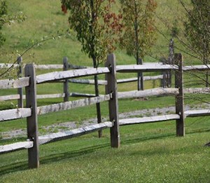 wood fence in field with lifetime steel posts